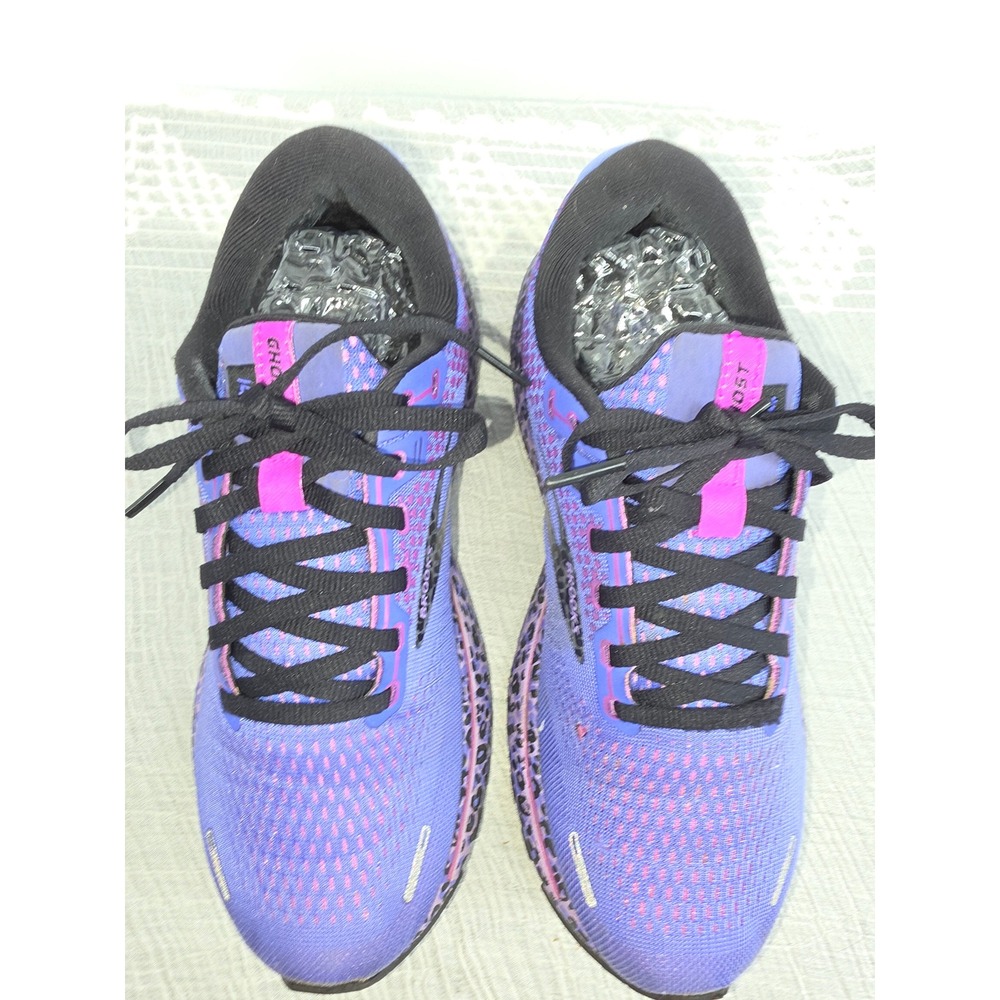 Brooks Ghost 14 Purple Leopard Print Running Shoes Womens 1203561B567 - Picture 2 of 9